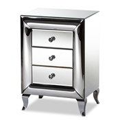 Baxton Studio Pauline Contemporary Glam and Luxe Mirrored 3-Drawer End Table